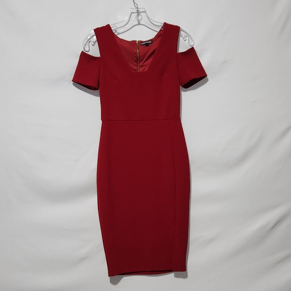 Express Red Cold Shoulder Cocktail Dress - Size 2